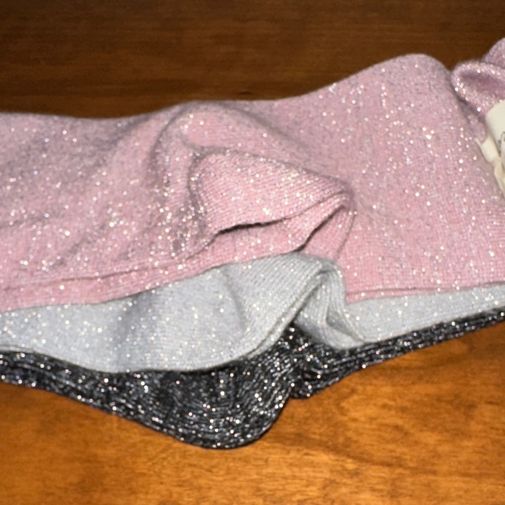 Free People 3 pack sparkle Cozy Socks - Pink & Black & Silver Knit NWT